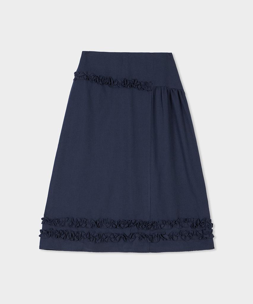 Belloel Lovely Frill Long Skirt Navy