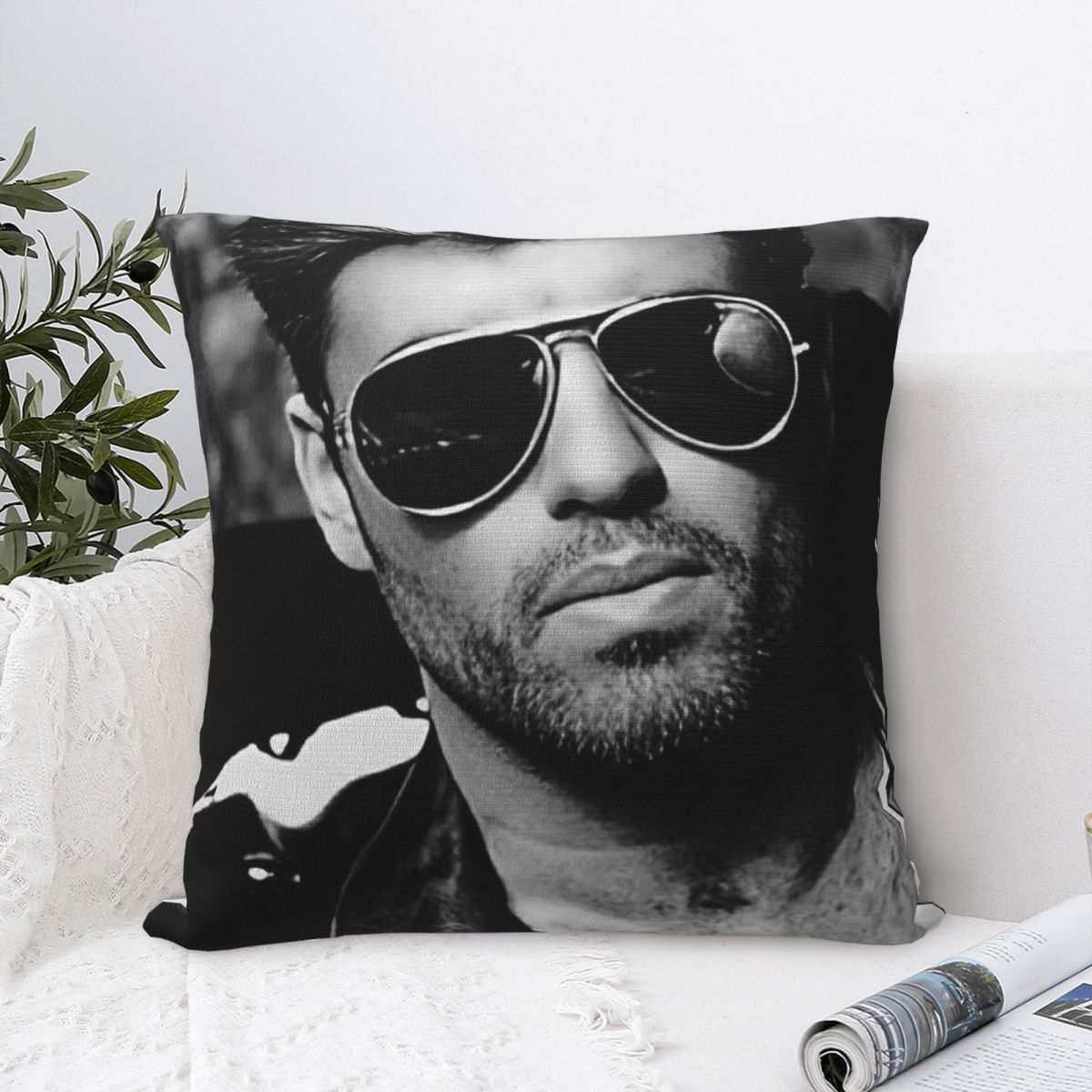Fine Glasses Unisex Pillow Cover George Michael British Singer Pattern Cushion Cover Morden Pillow Case For Sofa Bedroom Home Decor Pillowcases