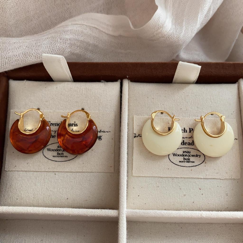 Simple Resin Earrings, Ear Buckle Pendant, Personality Versatile Temperament Earrings, Niche High-End Earrings, Light Luxury And Exquisite