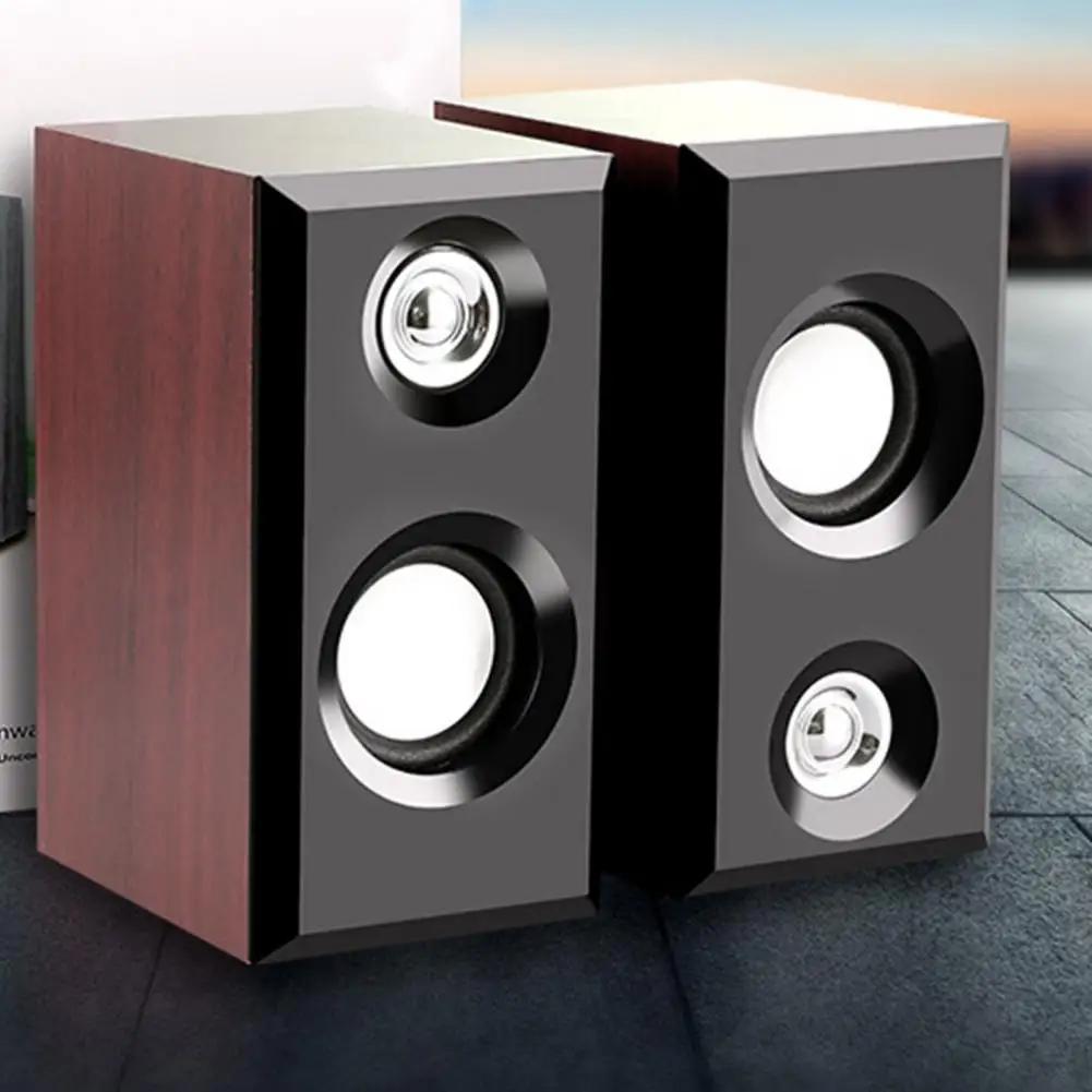 Computer Speakers USB Wired Wood Speakers Bass Stereo Subwoofer Sound Box 3.5mm AUX Input USB Power For Desktop PC Smart Phone