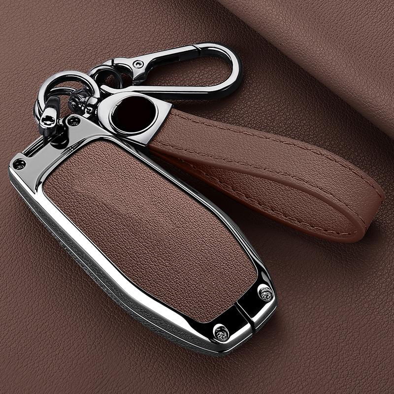 Zinc Alloy Leather Car Key Fob Case For Ford Fusion Mondeo Mustang F 150 Explorer Edge Key Fob Car Key Case