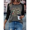 Floral and Bird Print Casual Long-sleeve T-shirt Harajuku Winter Autumn Graphic Long Sleeved Comfortable T Shirt Woman