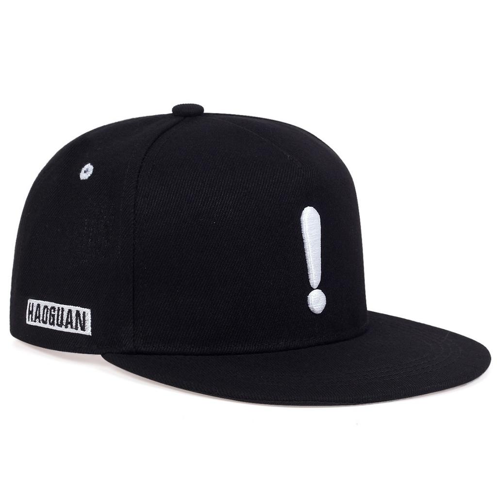 Exclamation Mark Embroidery Flat Brim Snapback Cap Adjustable Hip Hop Baseball Hat