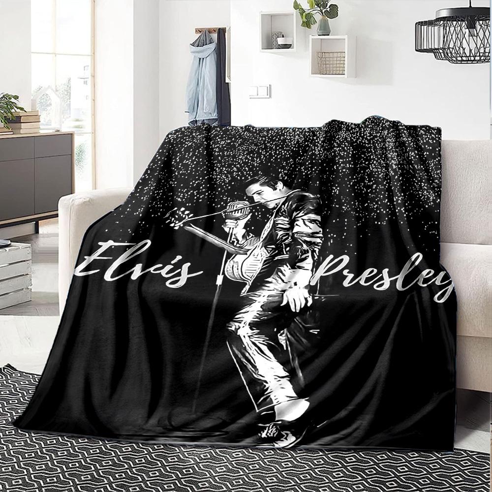 1ks Měkká flanelová deka Elvis Presley pro všechna roční období pro domácnost, kancelář, venkovní použitíOdolný komfort Měkká teplá deka pro domov