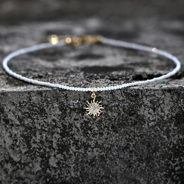 Stainless Steel Crystal Necklace for Women Ice Beads Star Sunflower Heart Choker Fashion Jewelry Boho Streetwear Collier Femme