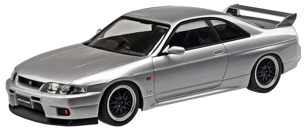 Aoshima Bunka Kyozai Série The Snap Kit Nissan R33 Skyline Vlastní kola Plastikový model Co., Ltd. (AOSHIMA) 1/32 GT-R (Sonic Silver) Předbarvený