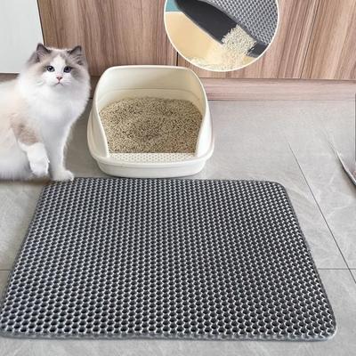 Doppelschichtige waschbare Katzenstreumatte Anti-Streu-Falle für Katzentoilette Unverzichtbar