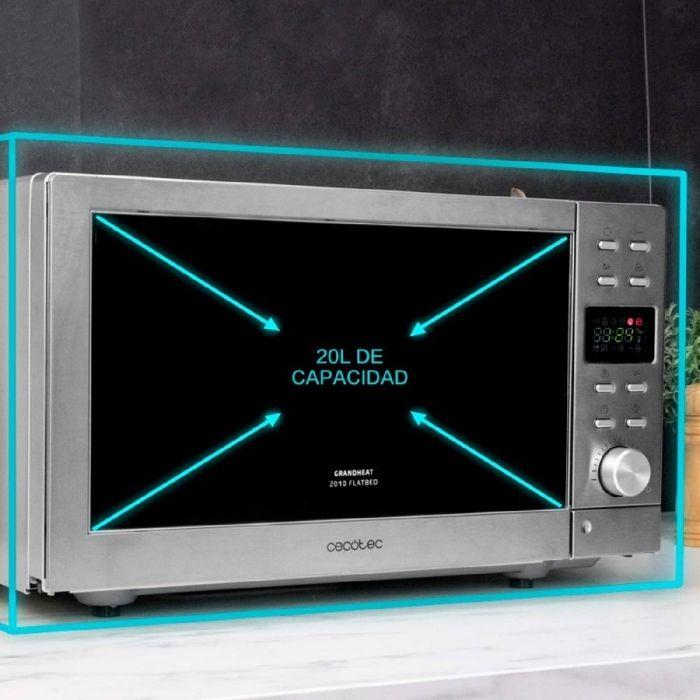 Cecotec micro-ondes numériques sans plaque grandheat 2010 flatbed steel. puissance 700 w, capacité 20 litres, grille 900 watt