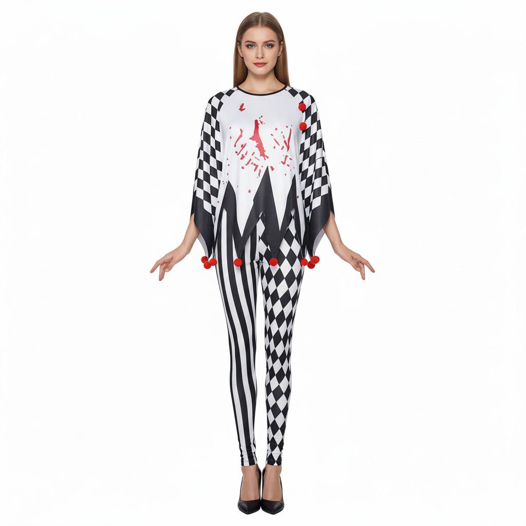 Harleen Quinzel Witch Festival Clown Cosplay Costume For Halloween Stage Performance