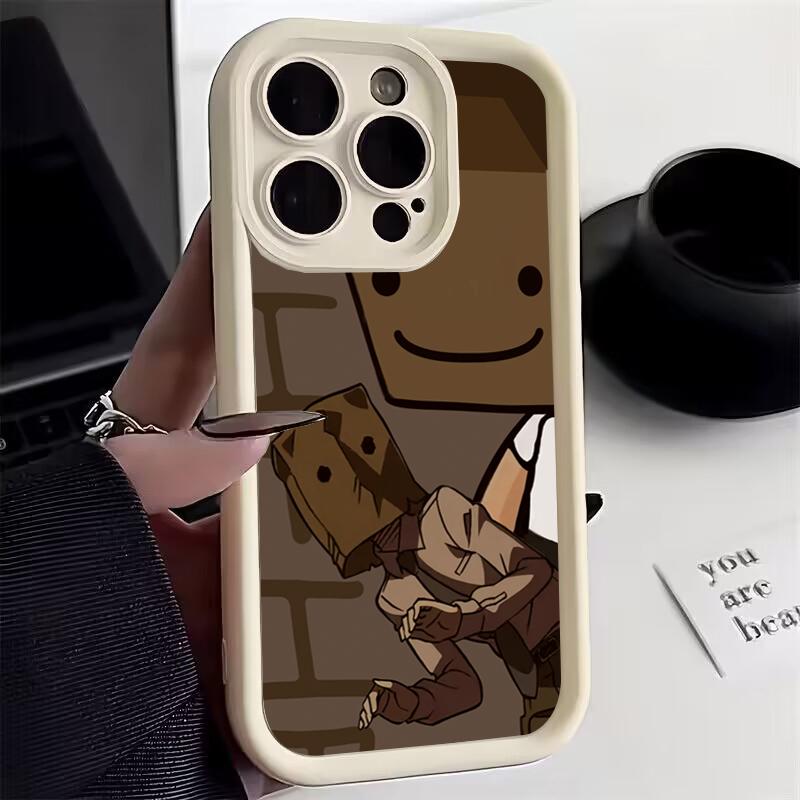Cartoon Box Man Pattern Silicone Phone Case For iPhone 17 16 15 14 13 12 11 Pro Max 16 Plus 16E Shockproof Candy Soft TPU Cover
