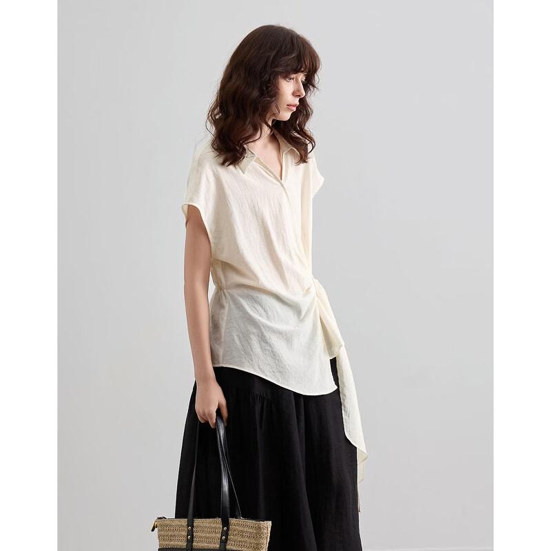 Demana Women's Side Knot Linen Blend Shirt