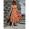 2022 Long Skirt Suspender Type Slanted Shoulder Orange Dress