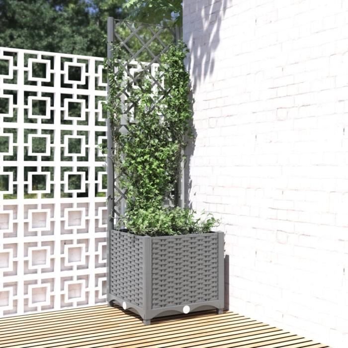 VidaXL Planter with Trellis Light Grey 40x40x136 Cm PP 153270