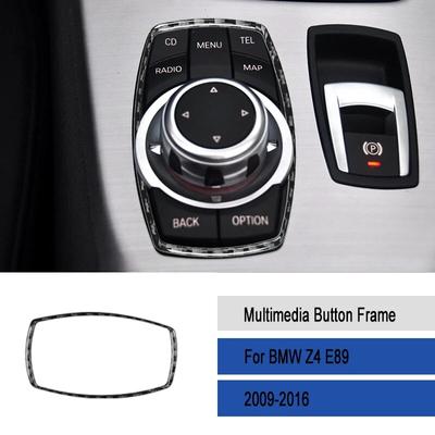 Autocollant Décoratif de Cadre de Bouton Multimédia en Fibre de Carbone pour BMW Z4 E89 2009-2016 Accessoires Intérieurs Auto