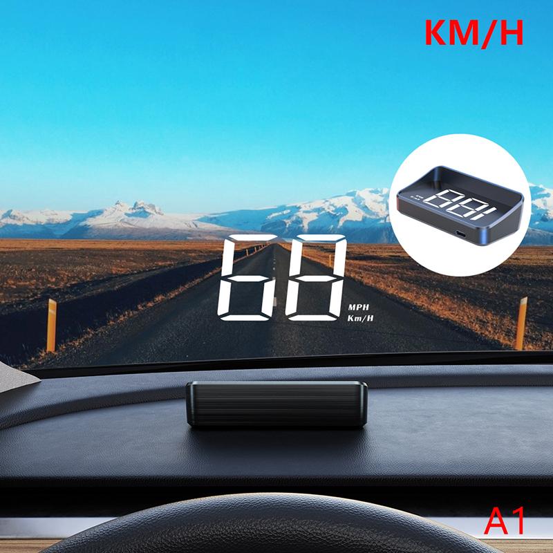 

Проекционный дисплей GPS Hud Цифровой спидометр Plug And Play для всех автомобилей Большой шрифт Kmh Проектор на лобовое стекло Автомобильные аксессуары A1 белый