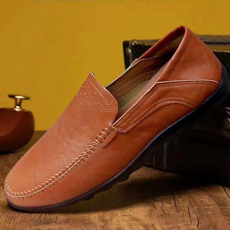 Fashion Men's Trendy Slip On Solid Colour Penny Loafer Shoes Comfy Non Slip Loafer Shoes