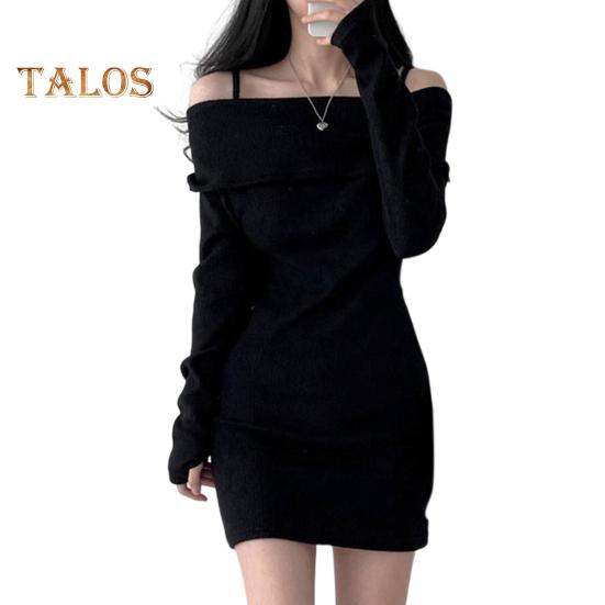 

Женские трикотажные топы с открытыми плечами, длинные рукава, однотонные, облегающие, топы, сексуальные, ребристые, длинная блузка XXL чёрный