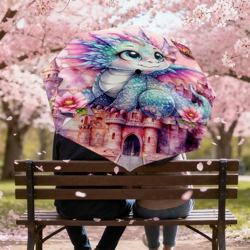 1pc Dragon Fantasy Pattern Umbrella Design Automatic Opening and Closing Umbrella, High-quality Travel Umbrella,  c1128227