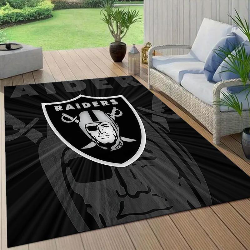 Las Vegas Raiders2 Flannel Pattern Square Carpet,Area Rug,Carpet Rug for Living Room Bedroom Sofa Playroom Decor,Non-slip Floor Mat