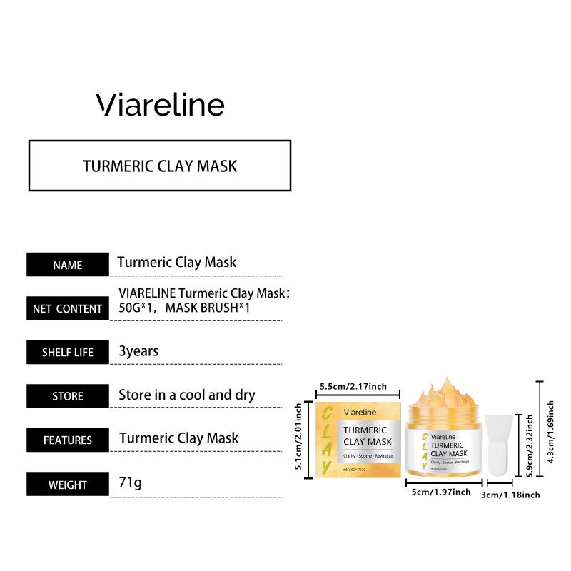 Maschera all'Argilla alla Curcuma per Illuminare e Pulire i Pori, Maschera all'Argilla Idratante Rassodante con Niacinamide per Tutti i Tipi di Pelle