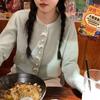 Spring and Autumn Butterfly Knot Cardigan Sweater Women Elegant Pearl Button Korean Style Sweet Jackets Light Yellow Knitted Coats Round Neck Shirts