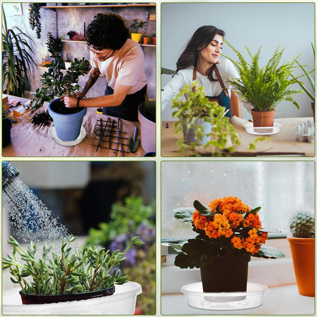 Vergissmeinnicht 20 Stück 4 Zoll Klare Pflanzenuntersetzer, Robuste Klare Kunststoff-Auffangschalen für Pflanzen für Innen- und Außenbereich, Gartenblumen