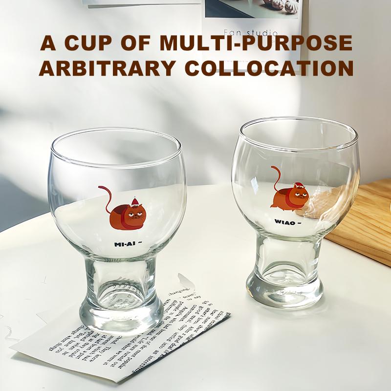 Korean Style Cute Cat Special-shaped Glass Transparent Water Glass Beer Cup Coffee Cup Milk Drinking Mug Juice Barware