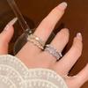 Zircon Open Ring for Women, Light Luxury, Niche, High-end, Geometric-shaped Ring for The Index Finger