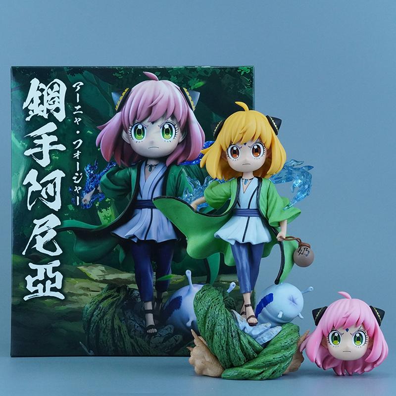 Anime Figure Anya Forger Cos Tsunade Gk Garage Kit Desktop Decoration Pendant Spy Family Model Double Head Swap Statue Toy Doll Kid Friendly