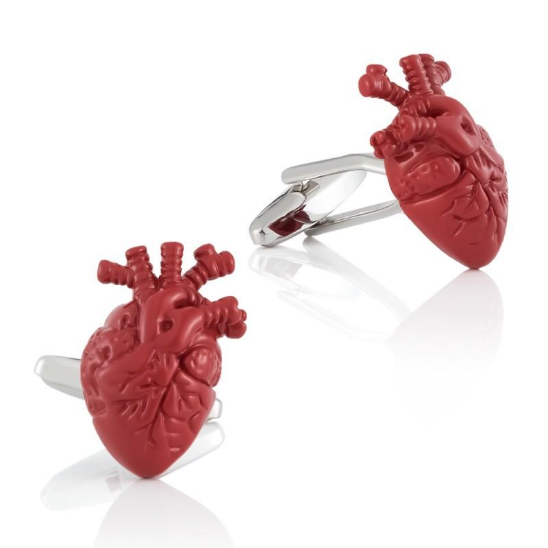 Red Baked Paint Heart Shaped Metal Cufflinks Men s French Shirt all-natural