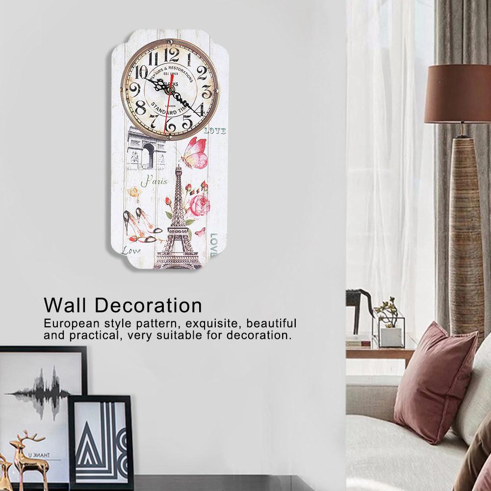European Style Pattern Wall Hanging Clock Distinctive Home Living Bar Office Ornament