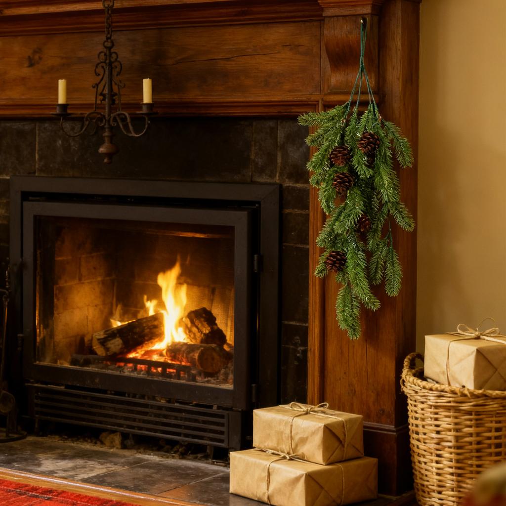 Weihnachts-Tropfen-Girlande, Künstliche Nadeln Norfolk Tropfenkranz, Künstliche Girlande Tropfen-Türschmuck für Haustür, Heim-Wandbehang-Dekor