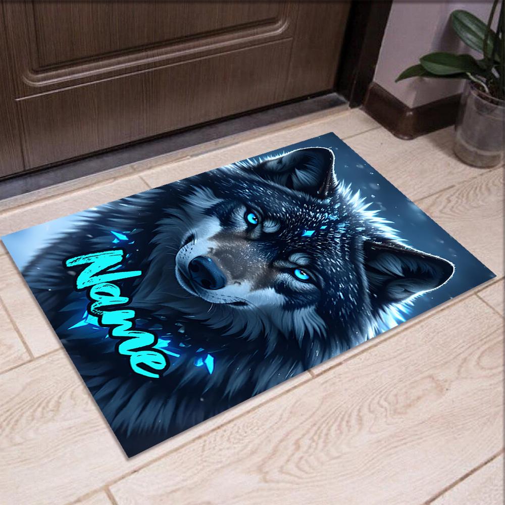 Custom Name Wolf Printed Carpet,Rug for Office Chair Living Room Bedroom Kitchen Room Decor Gifts.