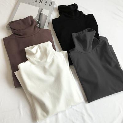 Trunk Neck Double-sided German Velvet Base Shirt for Women In Autumn and Winter Fashionable Slim Fit and Slim Student Long-sleeved T-shirt for Women