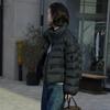 Ribs stand-up neck down jacket women's short style, winter fashion scissors style warm bread jacket tide