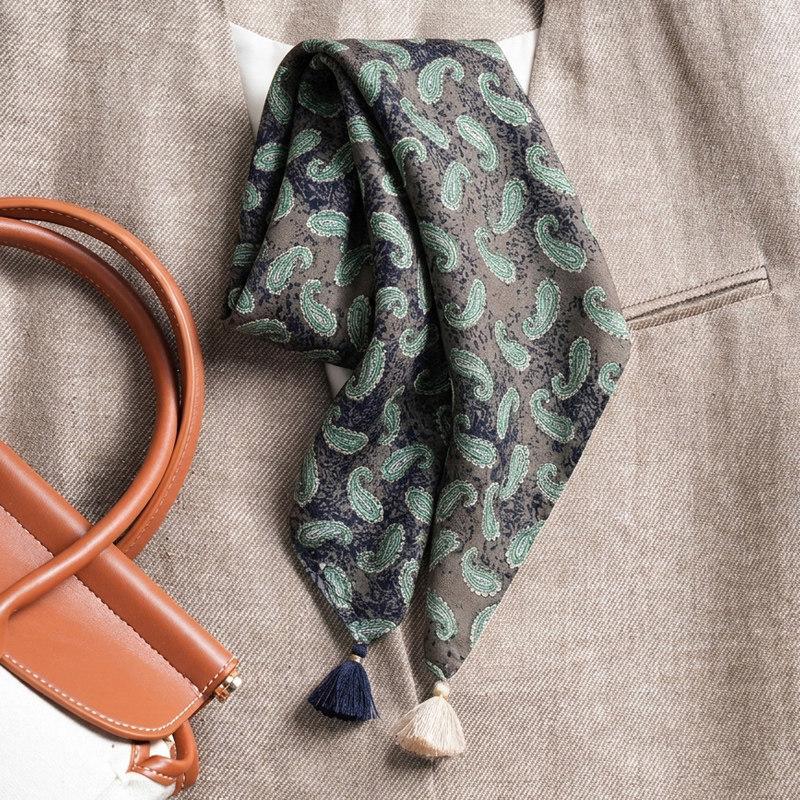 New 71 polka dot small square scarf silk scarf women's Korean velvet double-sided hanging ear neck protection small scarf scarf shawl