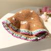 Color Lace Woven Straw Hat Women'S Spring Sunshade Sunscreen Bucket Hat Seaside Beach Sun Hat