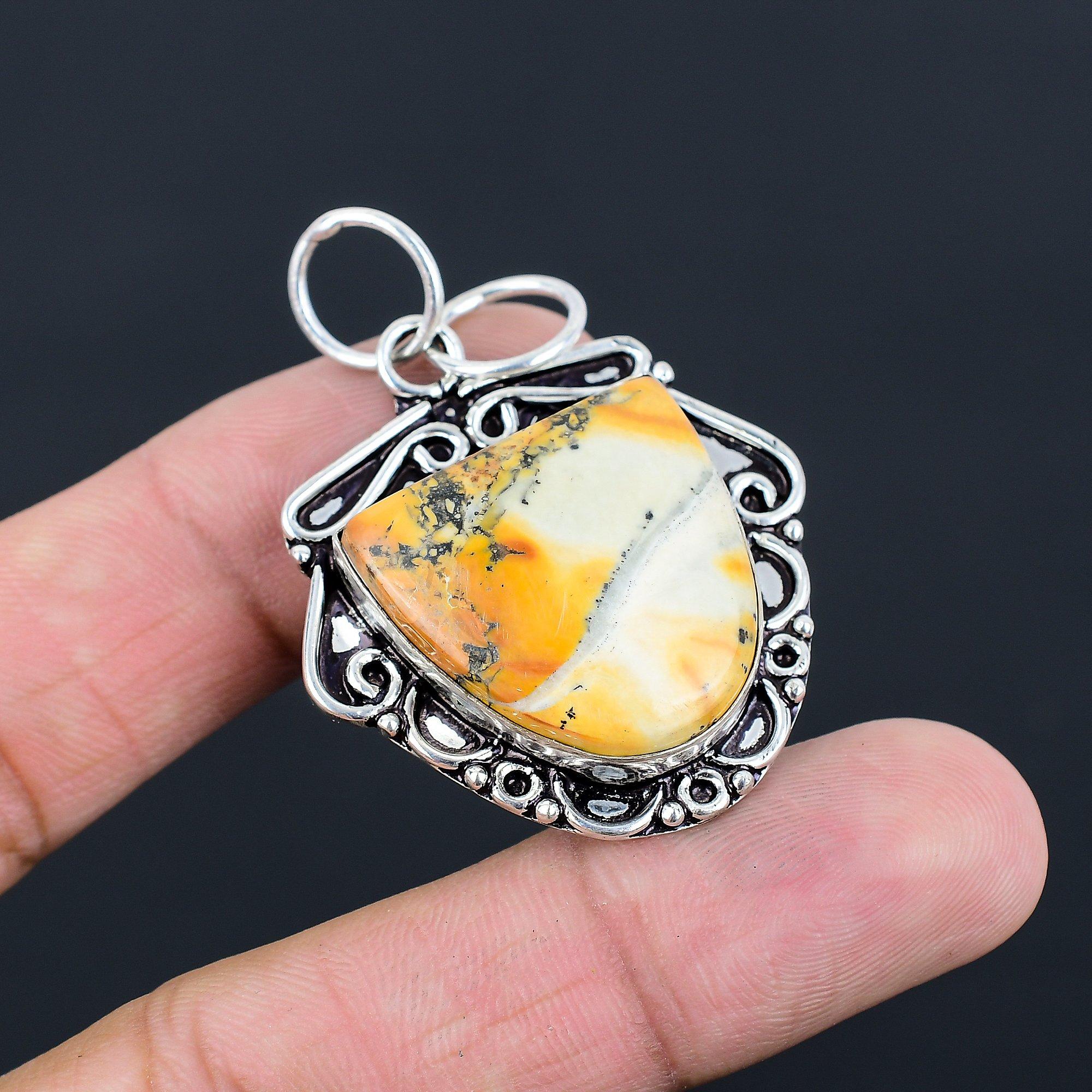 

Натуральный Малигано Яшма Драгоценный камень Подвеска 925 Стерлинговое серебро Ювелирные изделия Для женщин