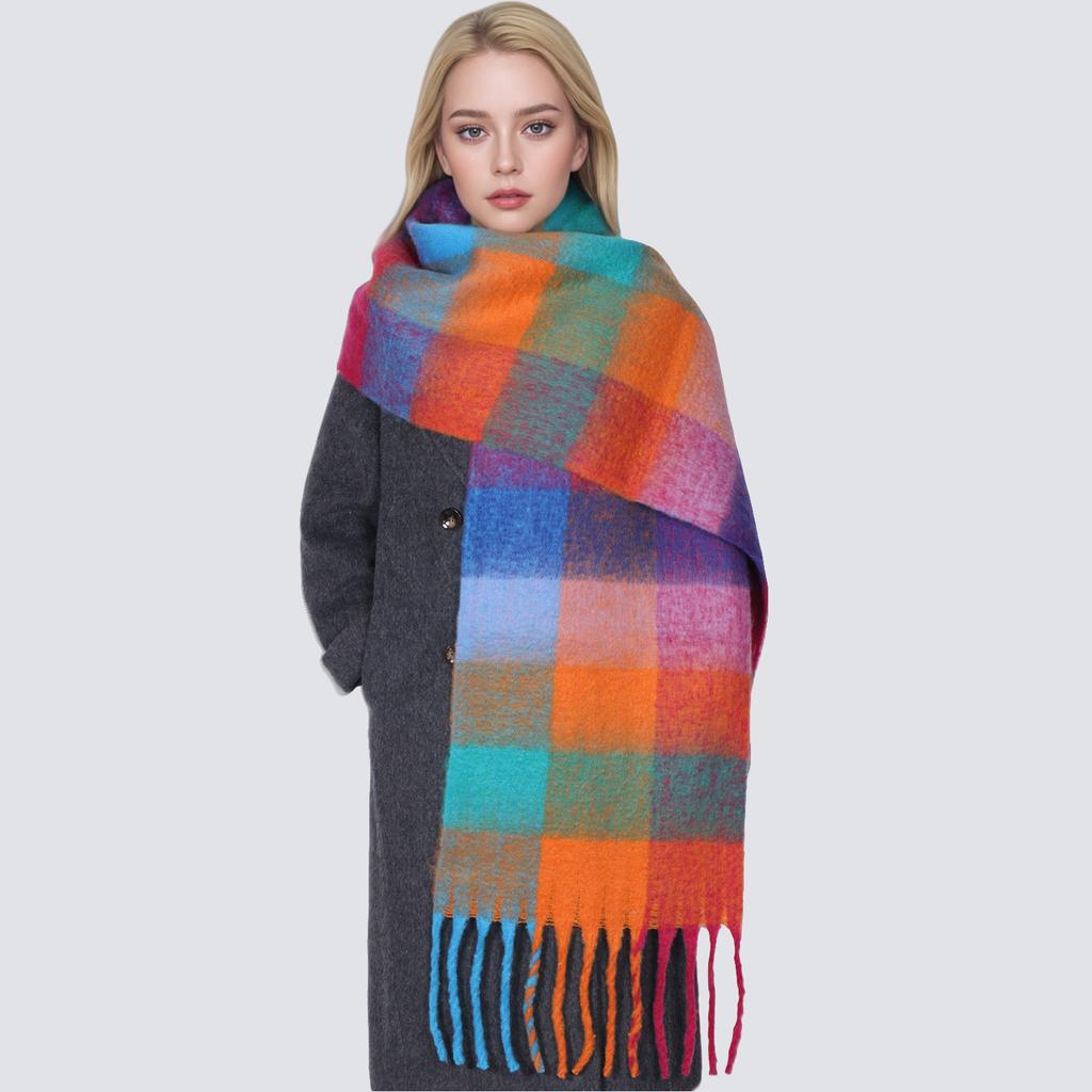 Winter Cashmere Scarf Student Neck Thick Warm Shawl For Women Couple Tassel Bufanda Blanket Pashmina Wraps Long Plaid Poncho
