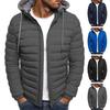 Men Cotton Jacket Hooded Drawstring Long Sleeve Zipper Placket Casual Coat Windproof Plush Lining Thickened Warm Outwear