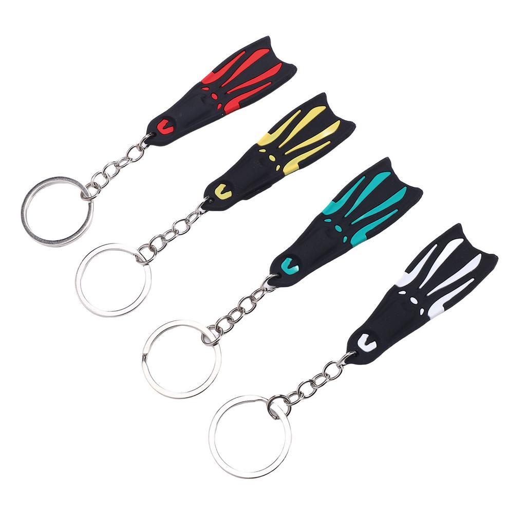 4er-Set Taucherflossen-Schlüsselanhänger aus Silikon, ideal für Geldbörsen, Handys und Handtaschen