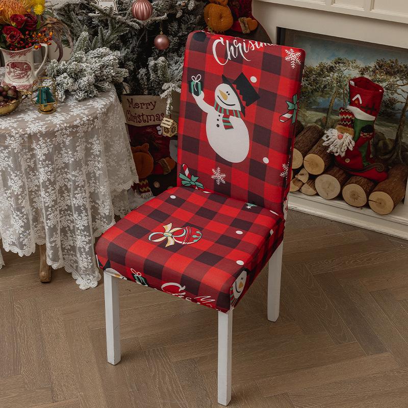 Christmas Chair Covers for Dining Room Kitchen Party Hotel Banquet Restaurant Office Stretch Seat Cover Housse De Chaise 1pc