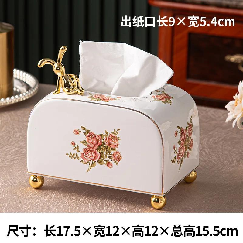 European Style Ceramic Small Paper Box Living Room Paper Box Home Dining Room Coffee Table Creative Tissue Box