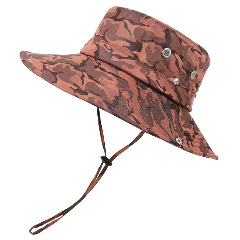 New men's and women's camouflage bucket hat outdoor sun protection fishing hat big edge outdoor hiking sun hat