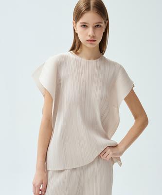 Waiowai Open Drop Shoulder Pleated Blouse_3Colors