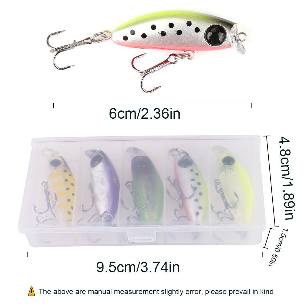 5PCS 6cm/2.36inch Lure, Bass Exploding Lure Set with Organiser, Freshwater Saltwater Floating Exploding Lure