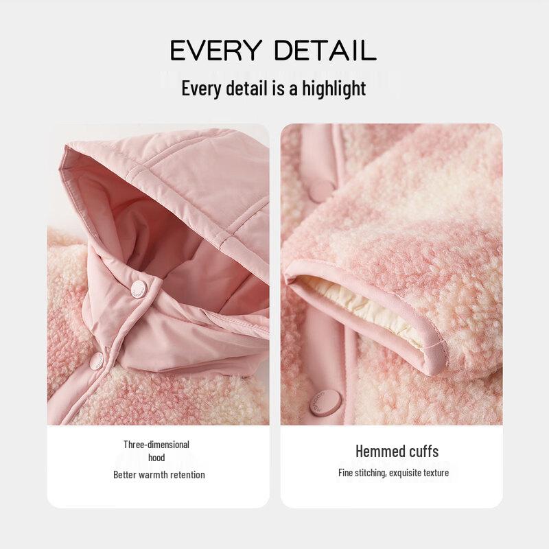 MOMOCO Girls' Hooded Winter Fleece-Lined Furry Coat