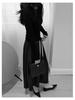 Noble Flare Umbrella Skirt: Bud-Shaped Sheepskin Midi with Elastic Waist for Versatile Commuting