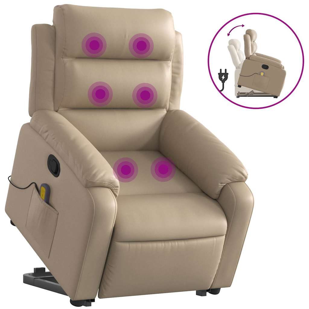 Recliner Chair with Lift Assistance Cappuccino Brown Faux Leather