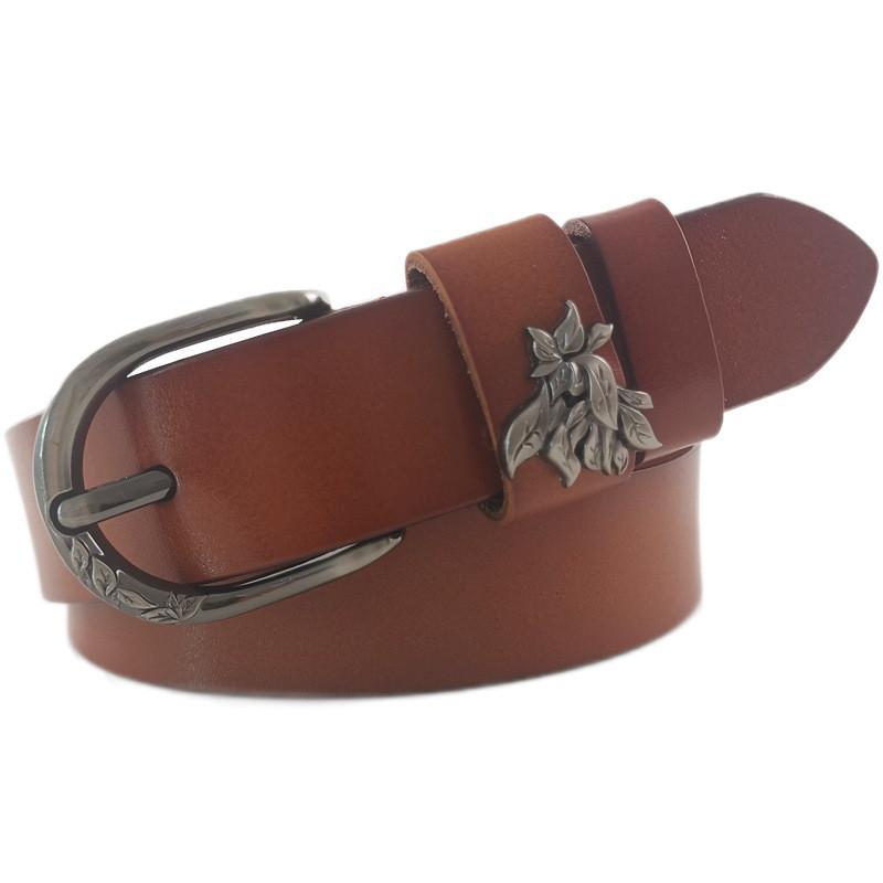 

Кожаный двухслойный ремень ручной работы с пряжкой-штифтом для повседневного использования, модный 105cm светло-коричневого